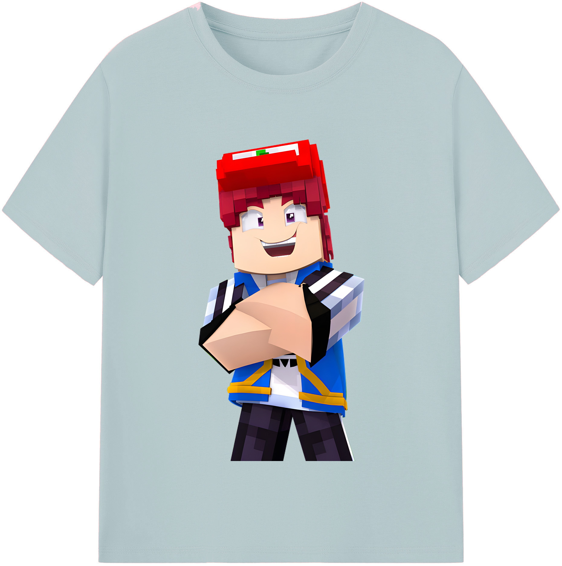 （画像用） マインクラフト ブロックの世界 Minecraft MC Block world 綿100％半袖Tシャツ（フロントプリント）